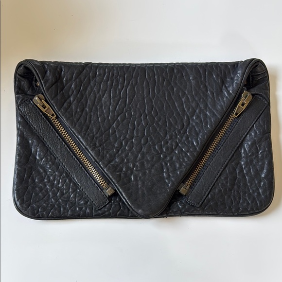 Alexander Wang Jena Black Leather Clutch with Zipper Accents - Picture 1 of 5